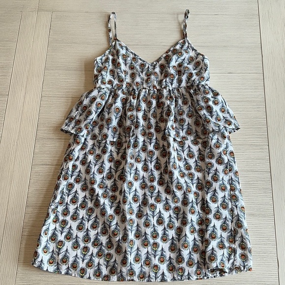 Anthropologie Oat + Fawn Peacock Feather Mini Dress Size Small - Picture 1 of 9